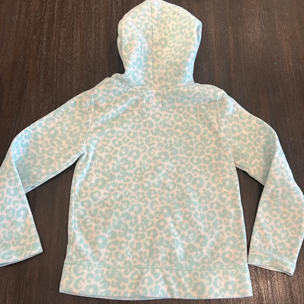 2 The Children’s Place Girls Hoodies- Aqua Leopard Print & Black w Polkadots
